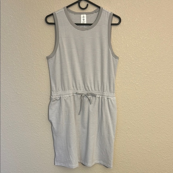 Striped Gray Mini Dress - Picture 1 of 9